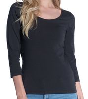 T-shirt da donna COURSE, maglietta estiva attillata con maniche a 3/4, top in cotone, maglietta per il tempo libero 901500 Nero