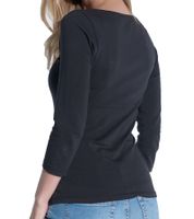 T-shirt da donna COURSE, maglietta estiva attillata con maniche a 3/4, top in cotone, maglietta per il tempo libero 901500 Nero