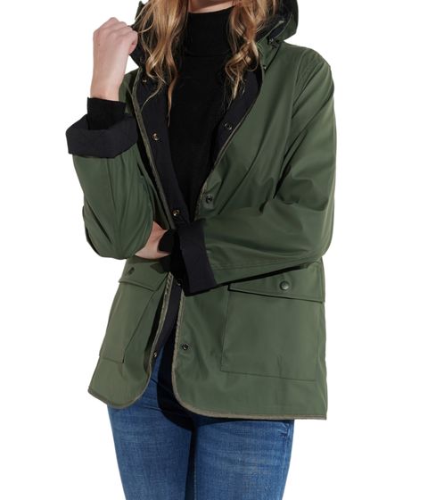 vestino Damen Regen-Jacke mit abnehmbarer Kapuze Übergangsjacke 900539 Khaki