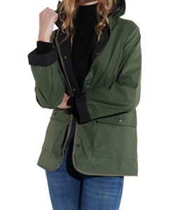 vestino Damen Regen-Jacke mit abnehmbarer Kapuze Übergangsjacke 900539 Khaki
