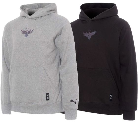 Felpa con cappuccio PUMA Melo Alwayz On da uomo sostenibile in cotone 320 g/cm² 625991 Nero o grigio mélange
