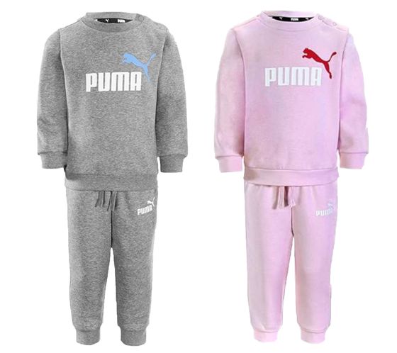 Set di 2 tute da jogging PUMA per bambini e bambine, pantaloni da jogging in felpa, maglione girocollo, set in cotone 627915, grigio o rosa