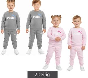 PUMA Kinder Jogging-Anzug für Jungen und Mädchen 2 teiliger Sweat-Jogger Rundhals-Pullover Baumwoll-Set 627915 Grau oder Pink