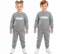 PUMA Kinder Jogging-Anzug für Jungen und Mädchen 2 teiliger Sweat-Jogger Rundhals-Pullover Baumwoll-Set 627915 Grau oder Pink
