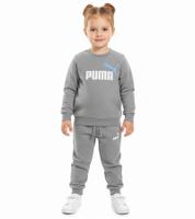 PUMA Kinder Jogging-Anzug für Jungen und Mädchen 2 teiliger Sweat-Jogger Rundhals-Pullover Baumwoll-Set 627915 Grau oder Pink