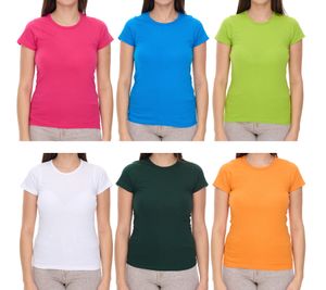 T-shirt da donna WORXWEAR alla moda, girocollo, con maniche corte da 180 g/m², disponibile in bianco, blu, arancione, verde chiaro, rosa o verde scuro.