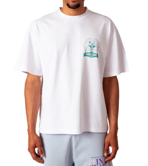 T-shirt homme MARY JANE BERLIN, chemise en coton uni avec logo imprimé, chemise à manches courtes, coupe oversize 2406-4-T2-03 Blanc