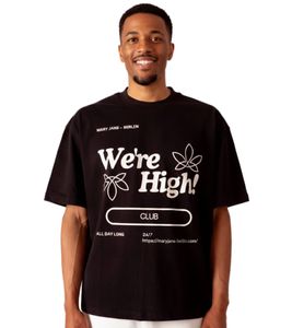 MARY JANE BERLIN Men's T-Shirt, Cotton Shirt, Short-Sleeved Shirt, Oversized Fit, 2406-4-T2-05, Black