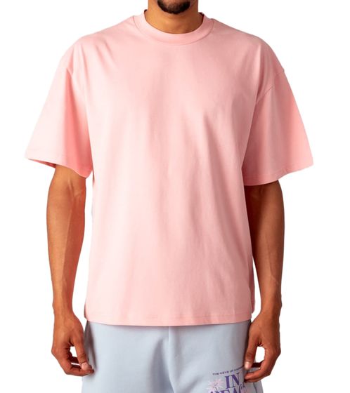 MARY JANE BERLIN Camiseta de hombre, camisa de algodón lisa con estampado grande en la espalda, camisa de manga corta, corte extragrande 2406-4-T2-02 Rosa