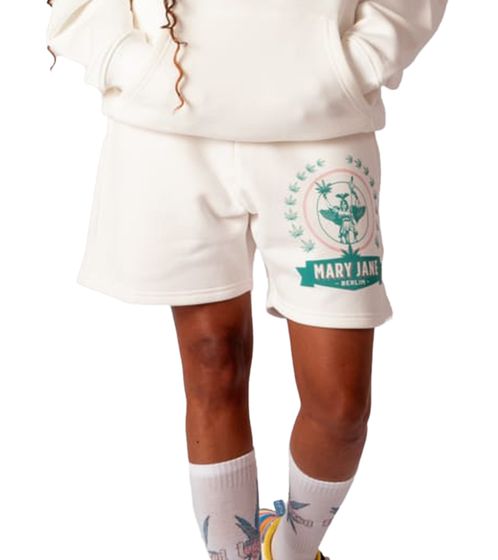 Short de survêtement pour homme MARY JANE BERLIN avec grand logo imprimé, pantalon d'été en coton, 2406-4-SH-02, blanc