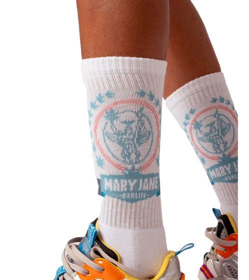 Chaussettes de tennis MARY JANE BERLIN Chaussettes en coton avec logo imprimé 2406-4-SO-02 Blanc