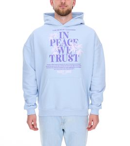 MARY JANE BERLIN Men's Hoodie with Lettering Print, Fashionable Cotton Pullover Hoodie 2406-4-SW-01 Light Blue