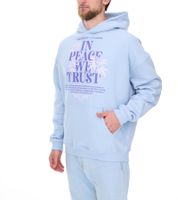 Felpa con cappuccio da uomo MARY JANE BERLIN con stampa lettering, felpa con cappuccio in cotone alla moda 2406-4-SW-01 azzurro