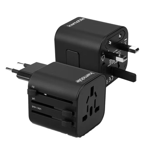 kwmobile Universal Reiseadapter für 150 Länder Stromadapter Stecker für Europa UK Australien USA 23020 Schwarz