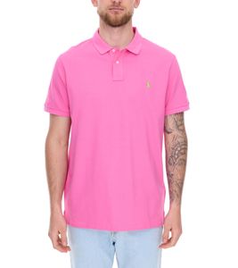 Polo Ralph Lauren da uomo, vestibilità slim, in cotone, a maniche corte, modello basic, colore: rosa/verde