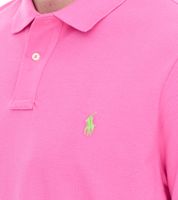 POLO RALPH LAUREN Men's Polo Shirt Custom Slim Fit Cotton Shirt Short-Sleeved Shirt Basic Shirt 710937293033 Pink/Green