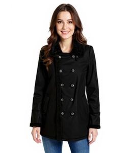 Damen Mantel mit Teddyfell Kragen Kunstlammfell-Jacke Herbst-Parka 939077 Schwarz Damen Mantel mit Teddyfell Kragen Kunstlammfell-Jacke Herbst-Parka 939077 Schwarz