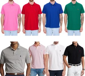 POLO RALPH LAUREN Men's Polo Shirt, Custom Slim Fit, Cotton Shirt, Short-Sleeved Shirt, Basic Shirt in White, Green, Black, Pink, Red, Blue, Rose, or Gray