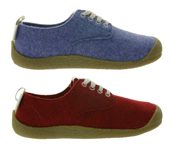 Chaussures en feutre pour femmes KEEN Mosey Derby, baskets durables avec lacets écologiques anti-odeurs, rouges ou bleues