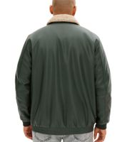Men's faux leather pilot jacket, stylish outdoor jacket with teddy collar, olive green or black
