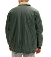 Men's faux leather pilot jacket, stylish outdoor jacket with teddy collar, olive green or black