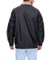 Men's faux leather pilot jacket, stylish outdoor jacket with teddy collar, olive green or black