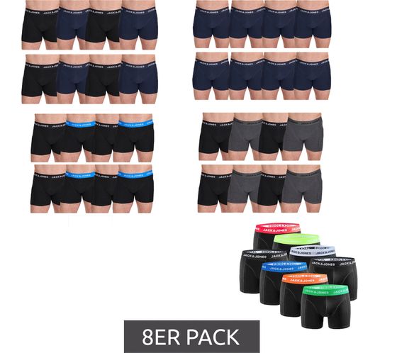 8-pack of JACK & JONES men's boxer shorts, breathable cotton underwear, 12259926, black, gray, or blue