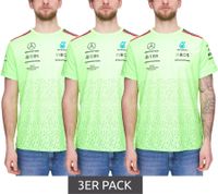 3er Sparpack Mercedes-Benz AMG Petronas F1 Herren T-Shirt mit Sponsoren-Logos Kurzarm-Shirt 701223440 001 Neon-Grün