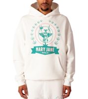 Felpa con cappuccio da uomo MARY JANE BERLIN con logo o stampa di lettere, felpa con cappuccio in cotone alla moda 2406-4-SW, bianca o azzurra