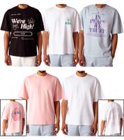 MARY JANE BERLIN Men's T-Shirt, Cotton T-Shirt, Short-Sleeved Shirt, Oversized Fit 2406-4-T2 in Black, White, Pink, or Light Blue