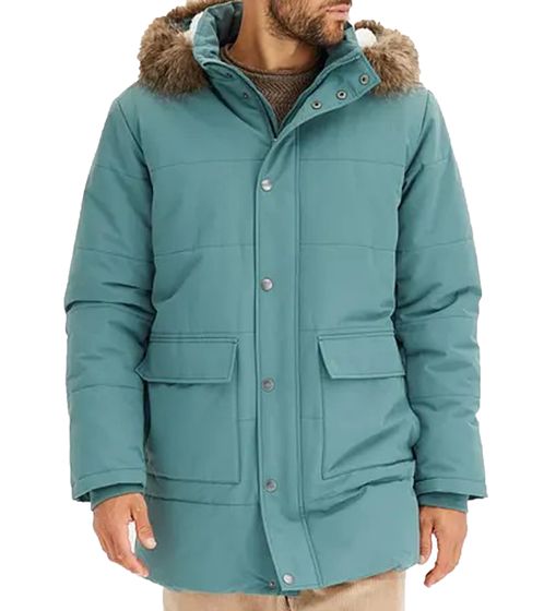 Herren Funktionsjacke mit Fellkapuze nachhaltiger gesteppter Parka Outdoor-Jacke mit abnehmbarer Kapuze 948068 Graugrün