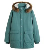 Herren Funktionsjacke mit Fellkapuze nachhaltiger gesteppter Parka Outdoor-Jacke mit abnehmbarer Kapuze 948068 Graugrün