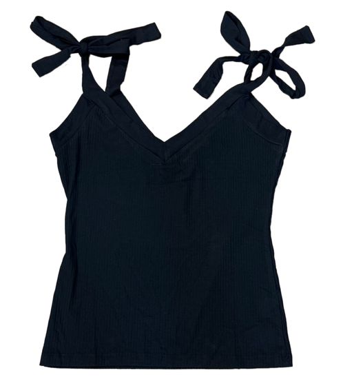 LA angels Damen Tank-Top mit V-Ausschnitt Sommer-Shirt Rundhals-Top ND28866 Schwarz