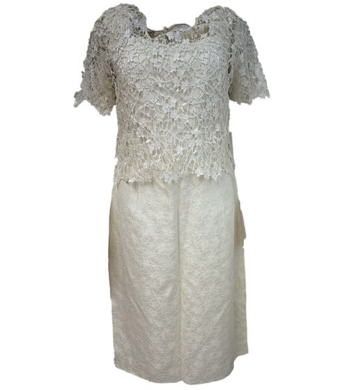 APART Damen Kleid elegantes Abend-Kleid Sommer-Kleid 34786 Creme-Weiß