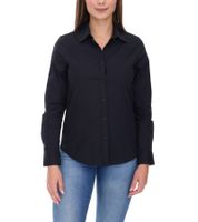 ELEVATE Hamell Long-Sleeve Shirt, Simple Women's Poplin Blouse, Light Blue, Black