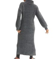 Robe midi douce pour femme, robe basique en fil bouclé, robe à manches longues, taille 935820, gris