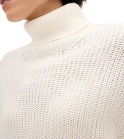 Women's Turtleneck Sweater with Side Slits, Oversized Knit Sweater 965990 Cream-White