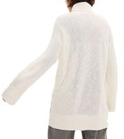 Women's Turtleneck Sweater with Side Slits, Oversized Knit Sweater 965990 Cream-White