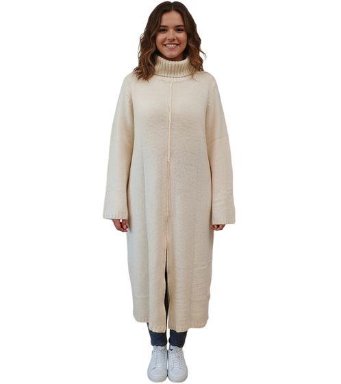 Robe pull col roulé femme pull long en maille 975022 beige