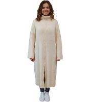 Robe pull col roulé femme pull long en maille 975022 beige