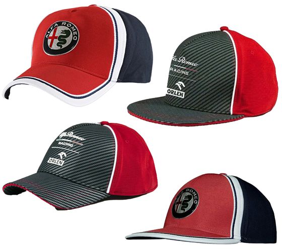 Gorra de béisbol ALFA ROMEO para hombre o mujer con logo en la parte delantera. Gorra de algodón en color azul oscuro/rojo/blanco o gris/rojo/blanco.