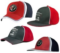 Casquette de baseball ALFA ROMEO pour homme ou femme avec logo sur le devant. Casquette en coton bleu foncé/rouge/blanc ou gris/rouge/blanc.