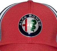 Casquette de baseball ALFA ROMEO pour homme ou femme avec logo sur le devant. Casquette en coton bleu foncé/rouge/blanc ou gris/rouge/blanc.