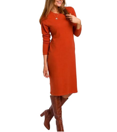 Abito midi in jersey da donna Stylove elegante abito a maniche lunghe con scollo rotondo 32382526 Arancione