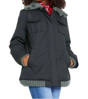 Chaqueta de invierno para mujer con detalles de punto, elegante chaqueta para exteriores 955517 Negra
