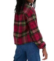 Kinder Kariertes Baumwoll Flanell-Hemd Freizeit-Bluse Karo-Bluse mit Puffärmeln 908481 Rot/Grün