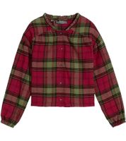 Kinder Kariertes Baumwoll Flanell-Hemd Freizeit-Bluse Karo-Bluse mit Puffärmeln 908481 Rot/Grün