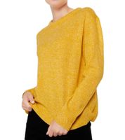 Jersey de punto de mujer con cuello redondo y manga larga 906742 amarillo/blanco