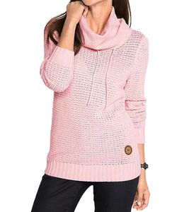 Damen Strick-Pullover mit Rollkragen und Kordelzug im Zopfmuster Baumwoll-Pullover Freizeit-Sweater 962955 Rosa Damen Strick-Pullover mit Rollkragen und Kordelzug im Zopfmuster Baumwoll-Pullover Freizeit-Sweater 962955 Rosa