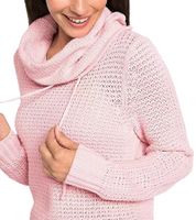 Suéter de punto para mujer con cuello alto y cordón en patrón de ochos, suéter de algodón, suéter informal 962955 rosa Suéter de punto para mujer con cuello alto y cordón en patrón de ochos, suéter de algodón, suéter informal 962955 rosa
